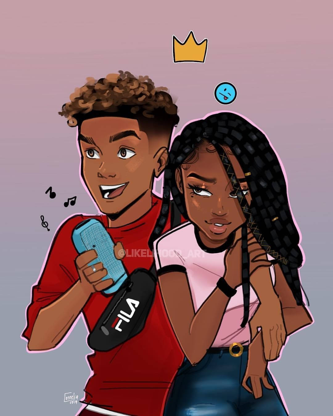 Black Girl Baddie With A Man Sharing A Crown Background