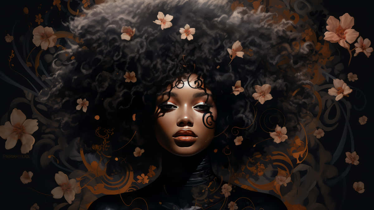 Black Girl Luxury Floral Aesthetic Wallpaper