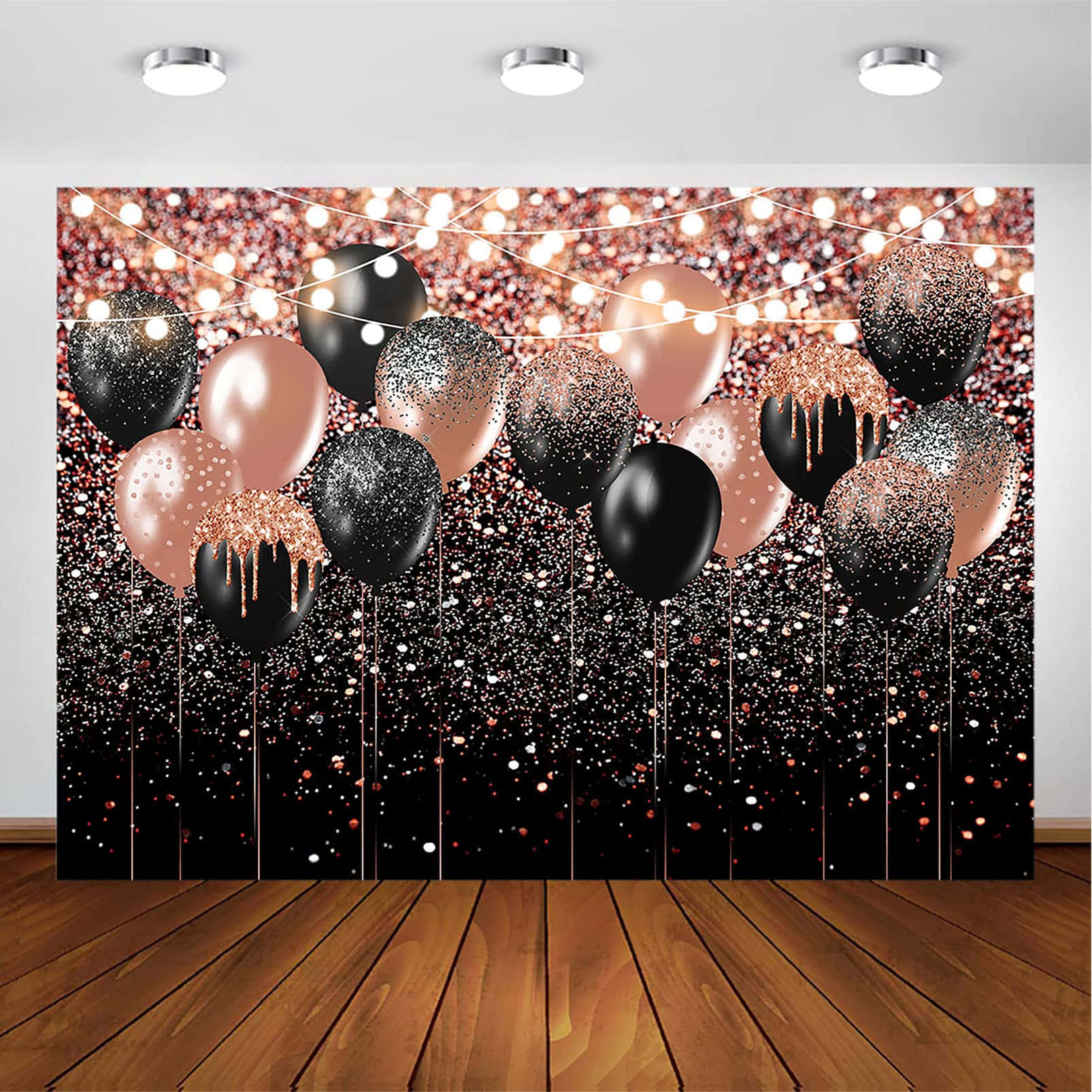 Rose Gold And Black Glitter Background 1605 x 1605 Background