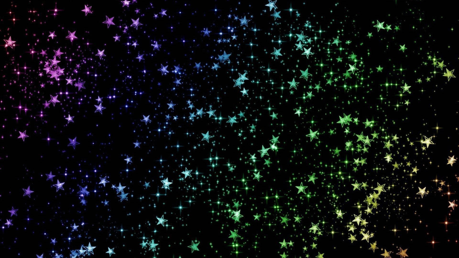 Black Glitter Rainbow Star Wallpaper