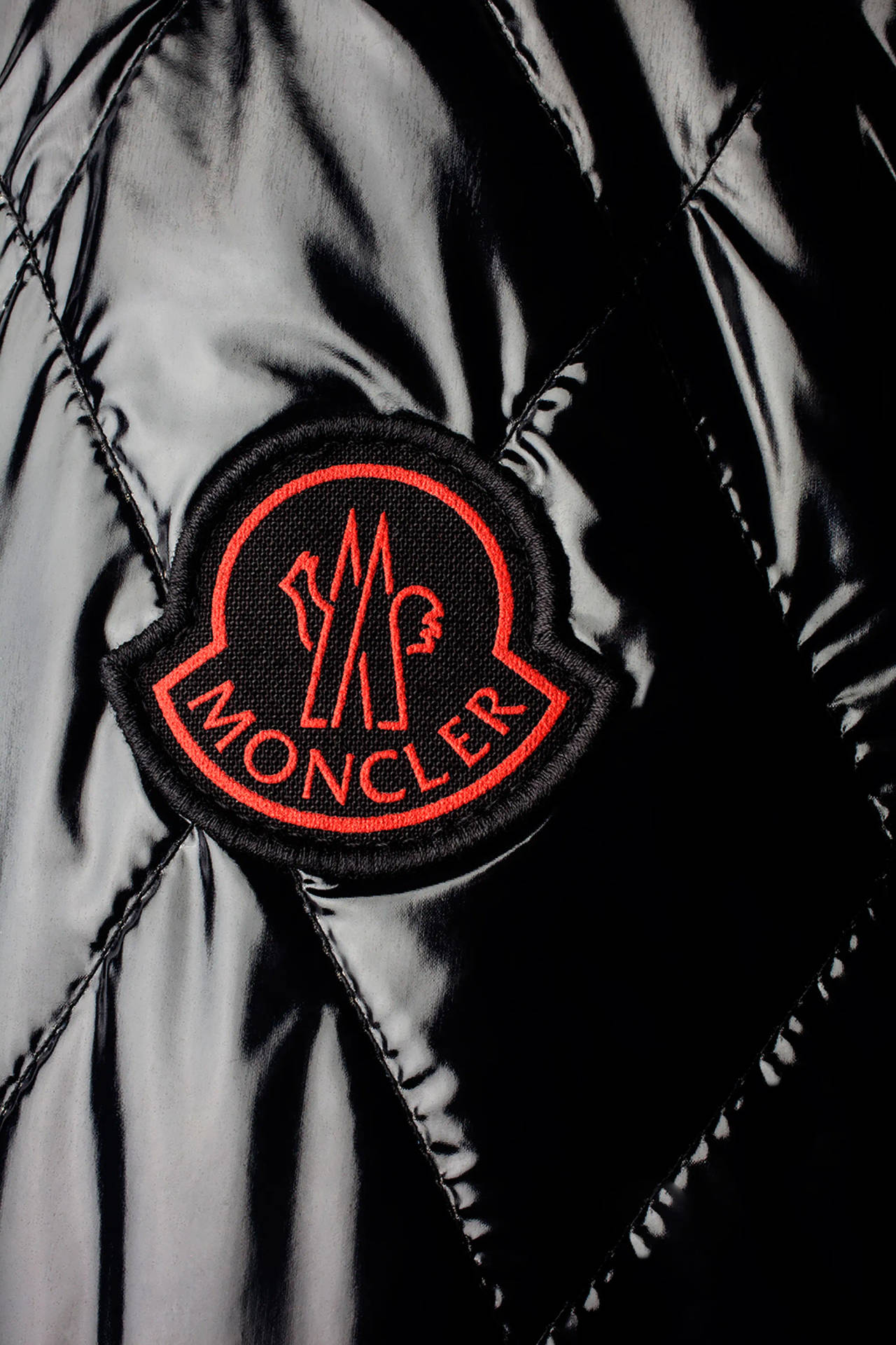 Black Glossy Jacket Moncler Logo Wallpaper