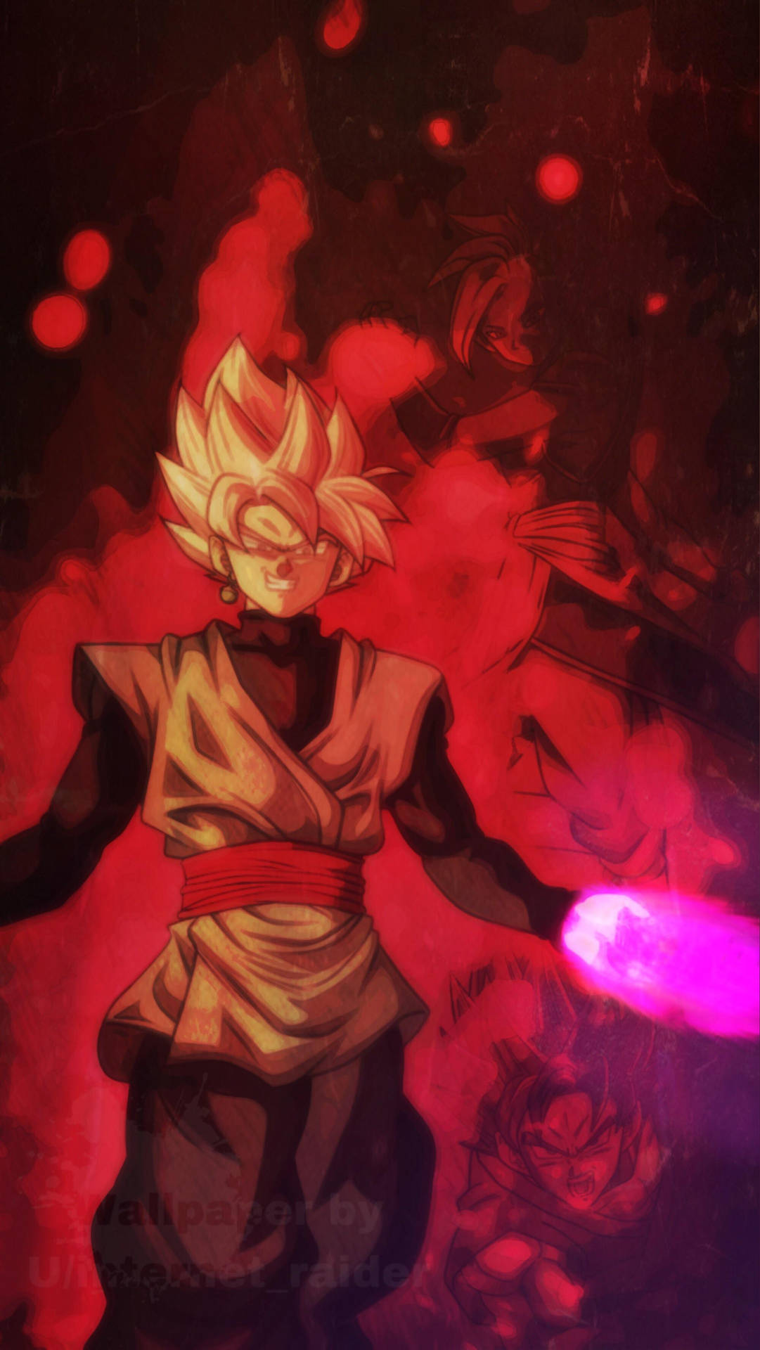 Black Goku Exuding Power On Phone Wallpaper Wallpaper