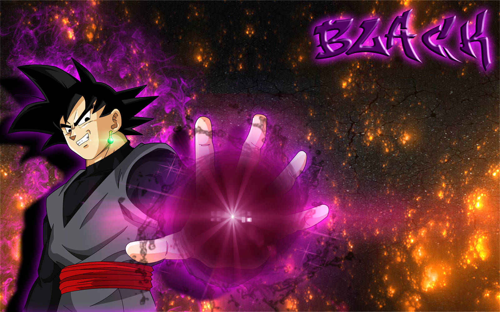 Gokunegro Con Orbe Rosa Oscuro Fondo de pantalla