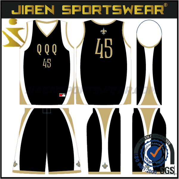Black Gold Basketball Uniform Design PNG