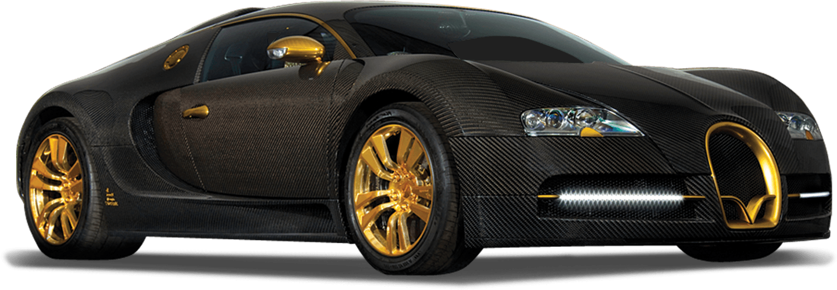 Black Gold Bugatti Veyron Side View PNG