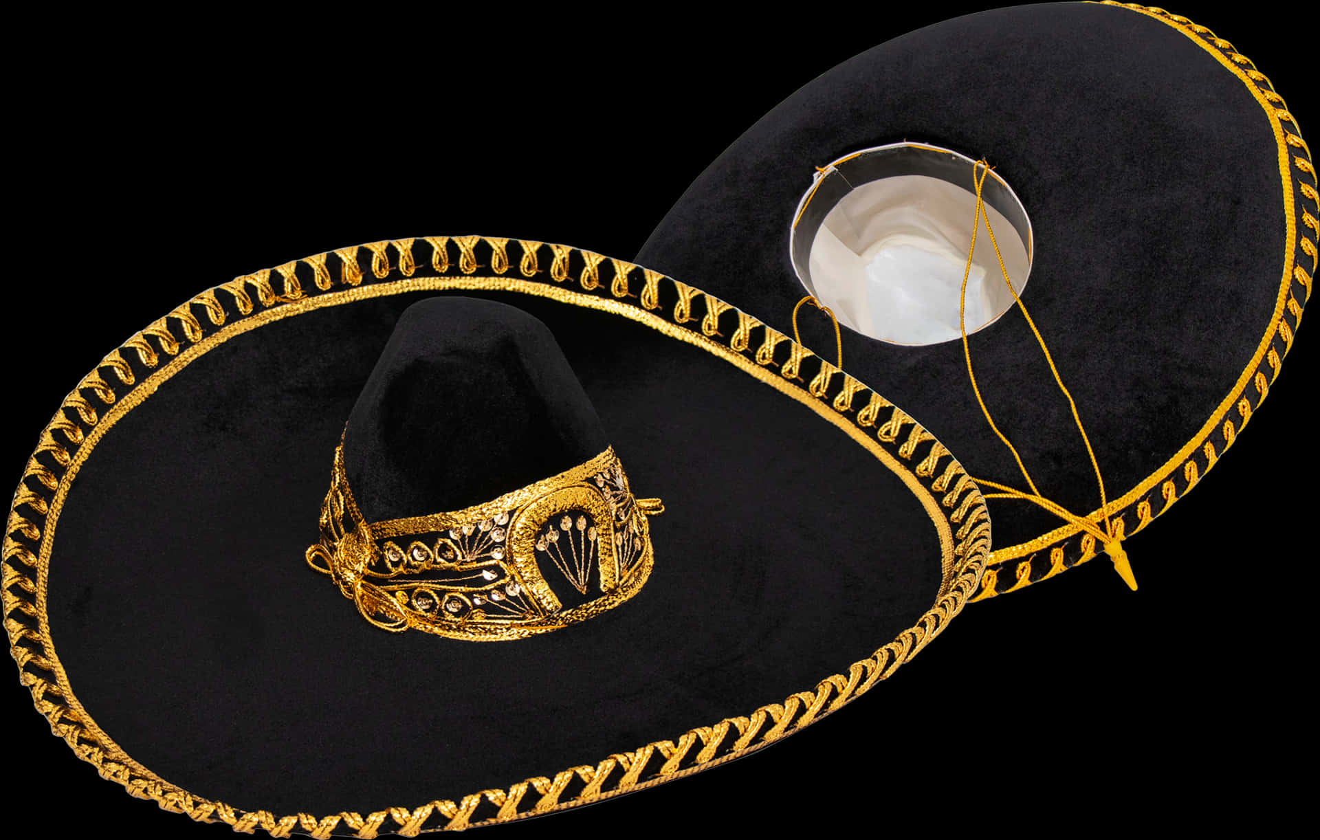 Black Gold Embroidered Sombrero PNG