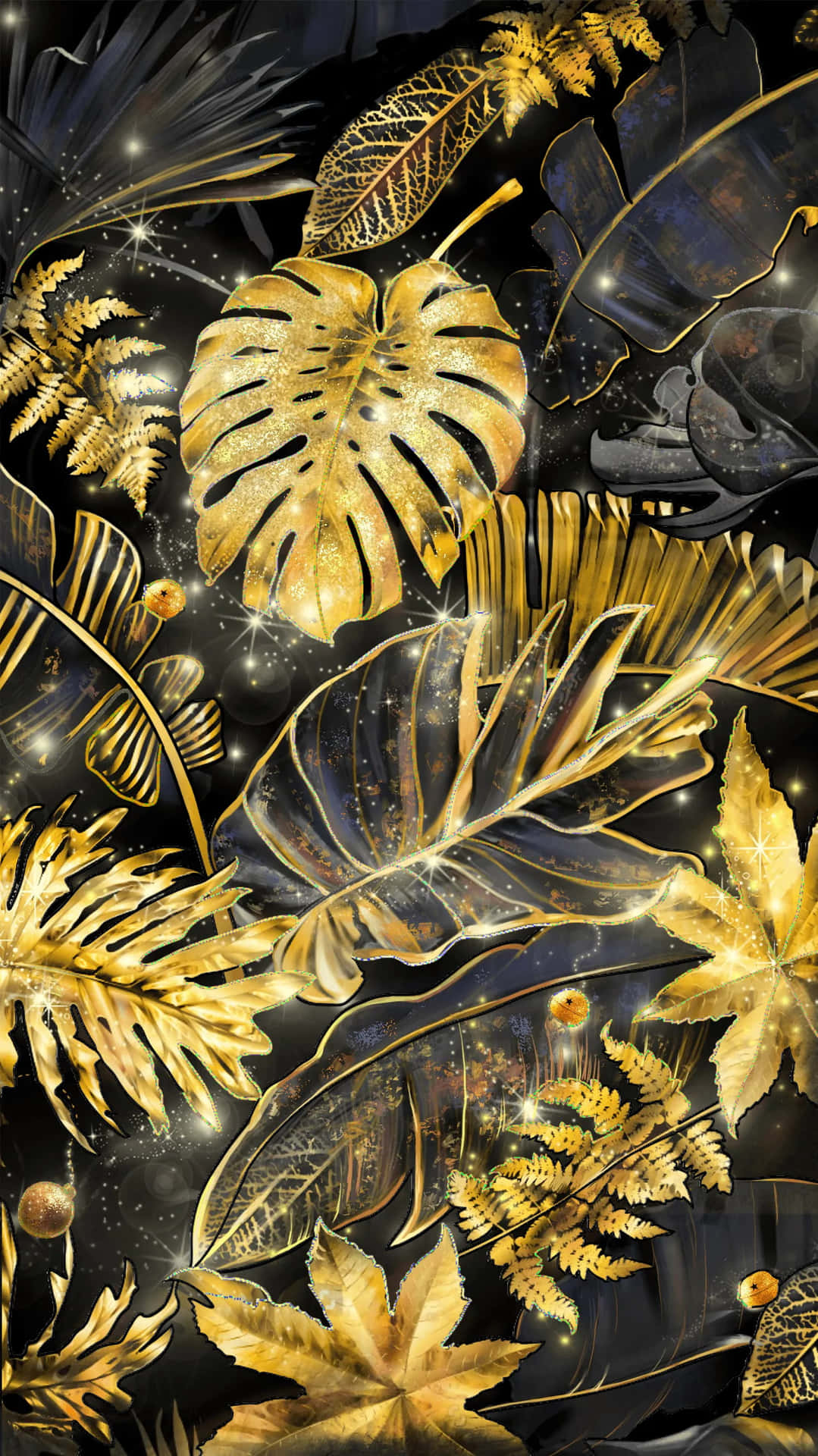Schwarzesgold Blätter Wallpaper