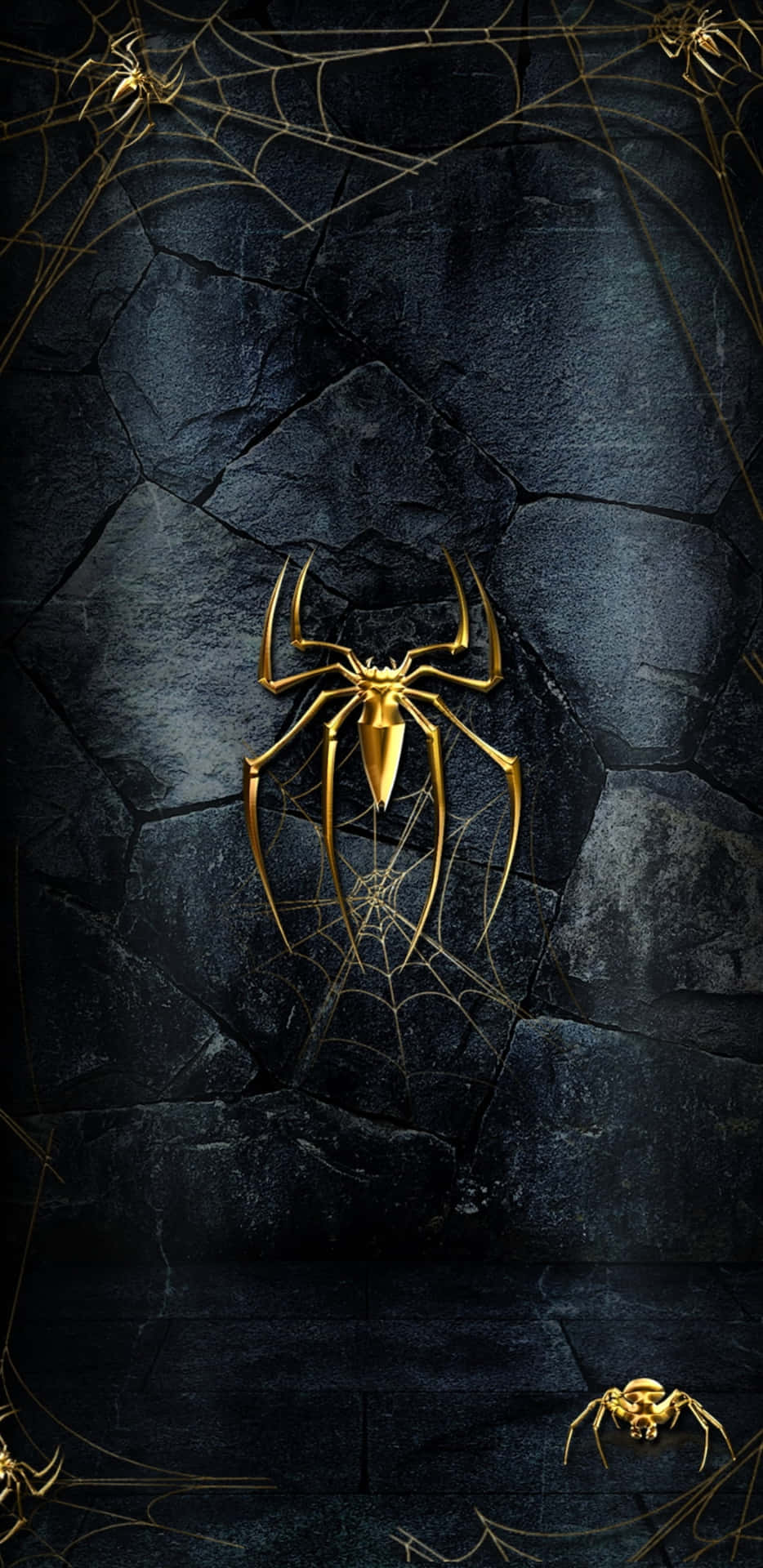 Sort guld edderkop silke Wallpaper