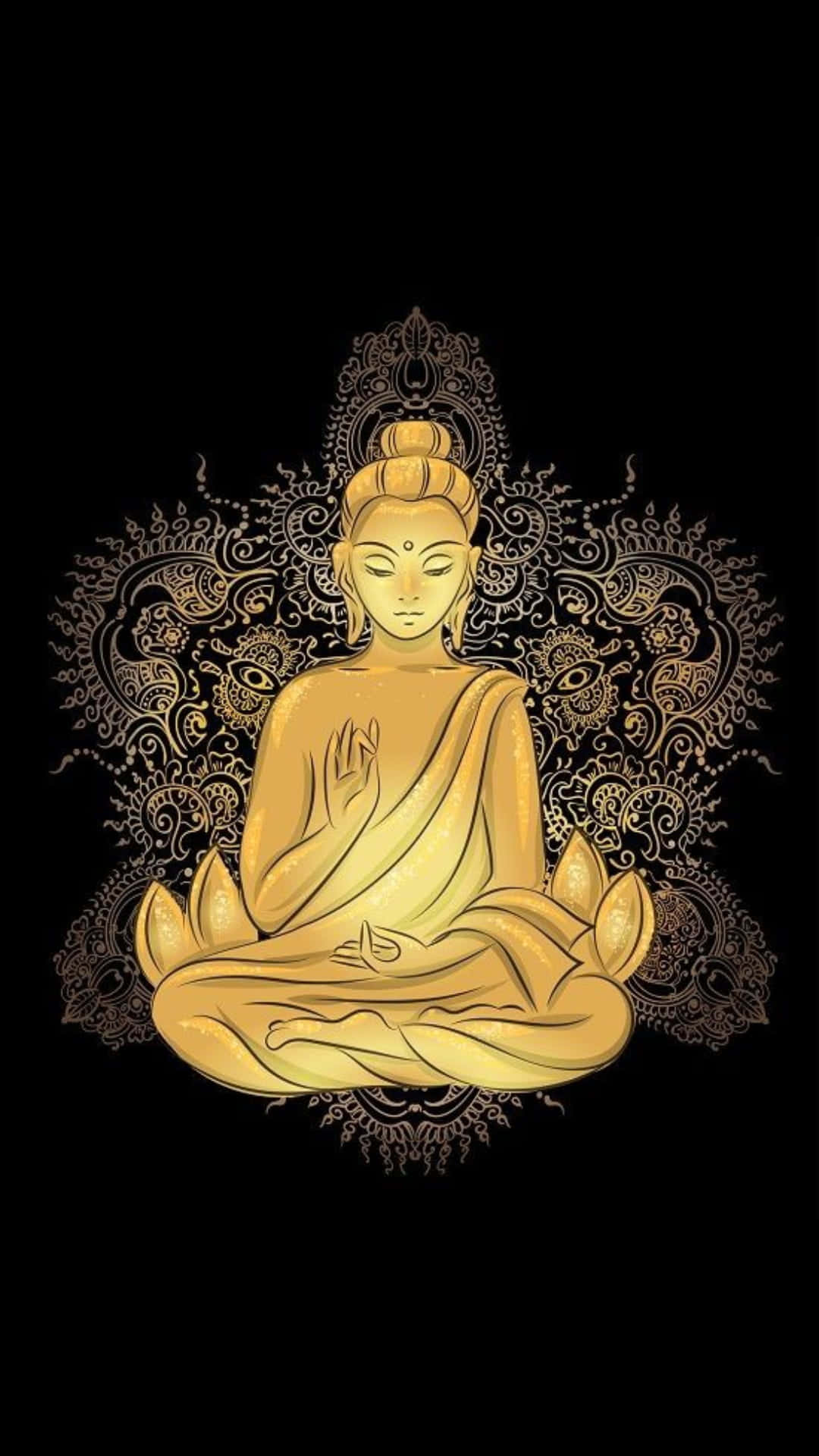 Svartguld Buddha. Wallpaper