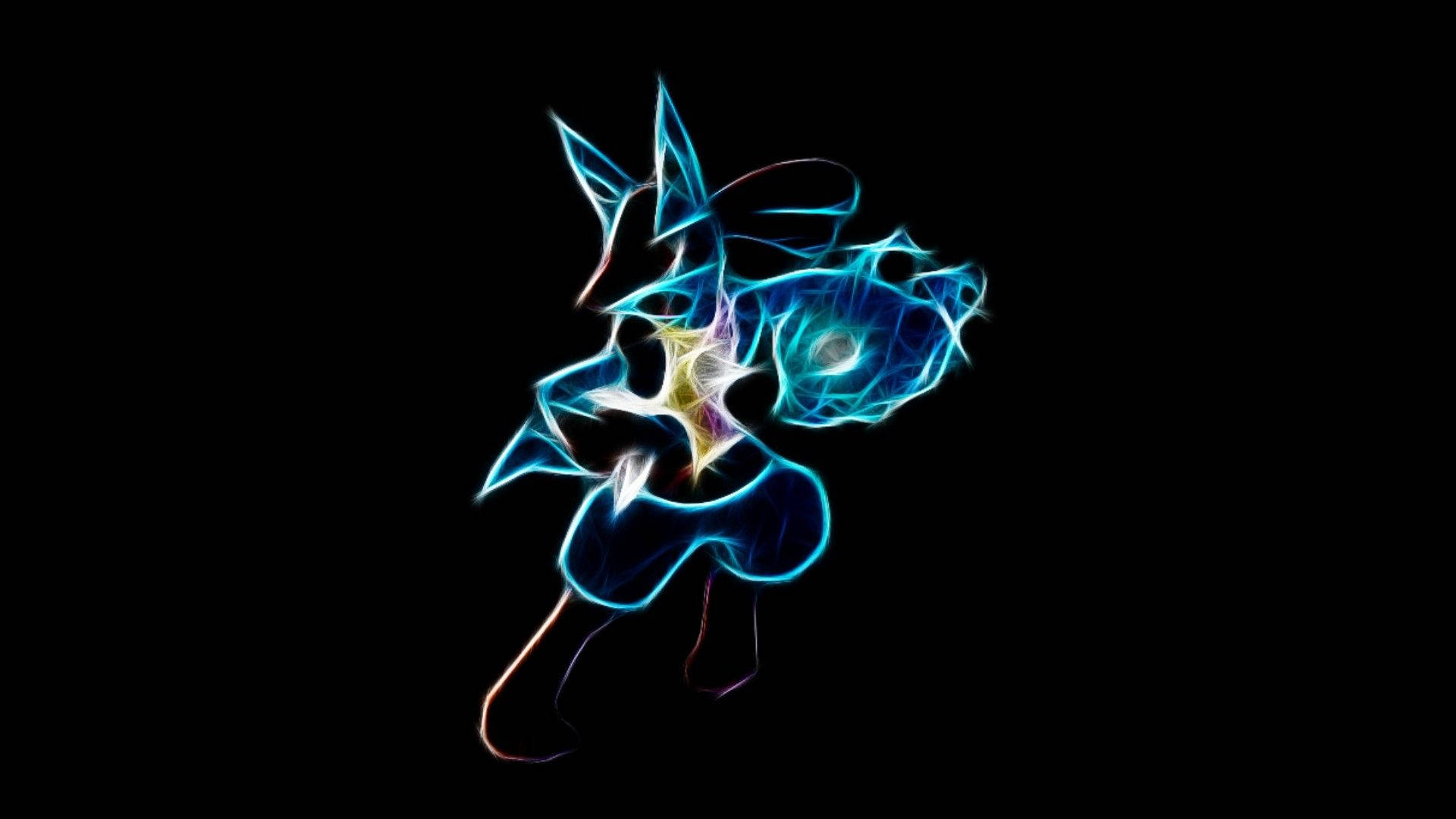 Zwarte Grafische Neon Lucario Achtergrond