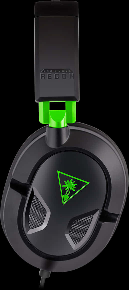 Black Green Gaming Headset PNG