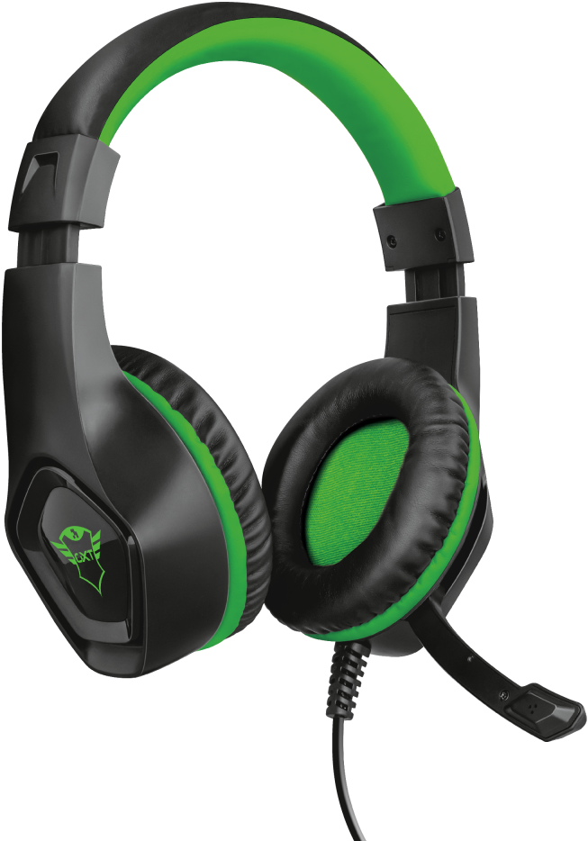 Black Green Gaming Headsetwith Microphone PNG
