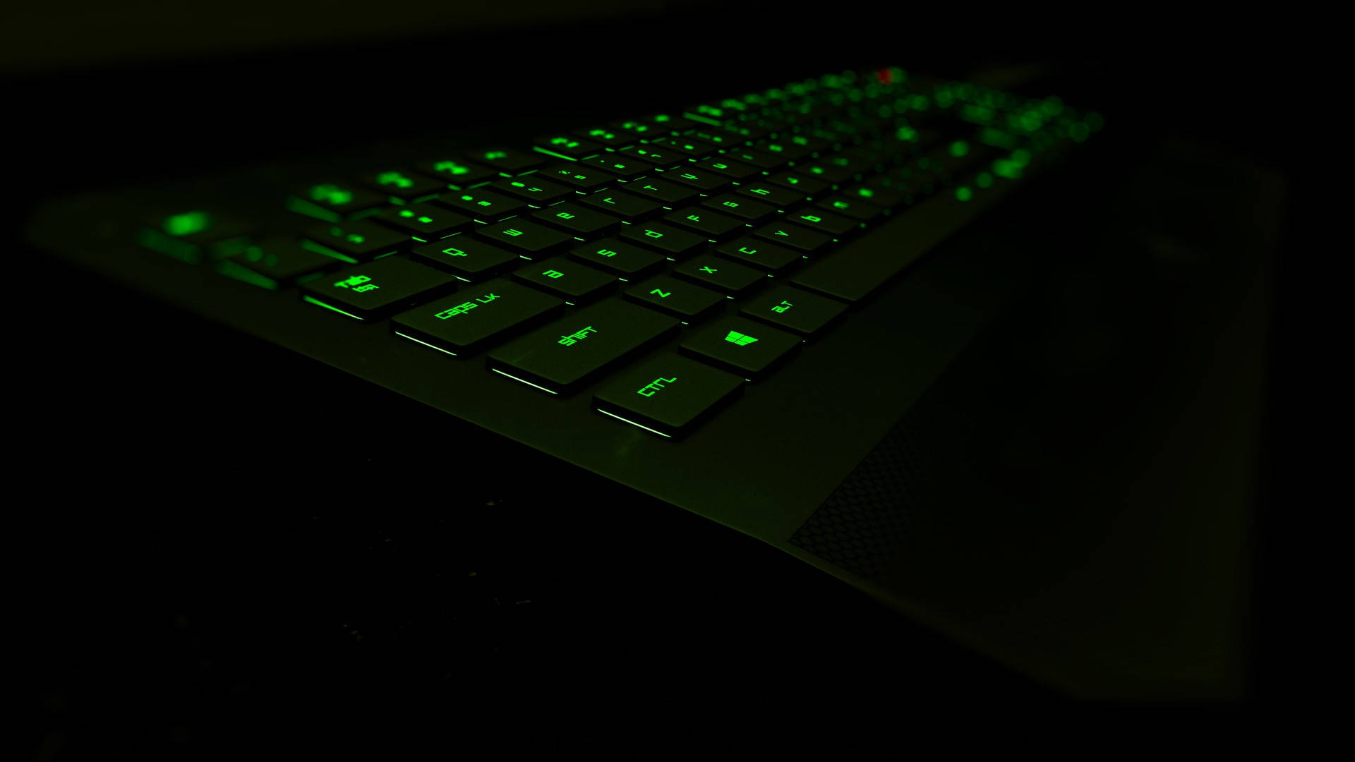 Black Green Neon Computer Keyboard Picture