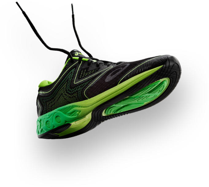 Black Green Running Shoe Side View PNG