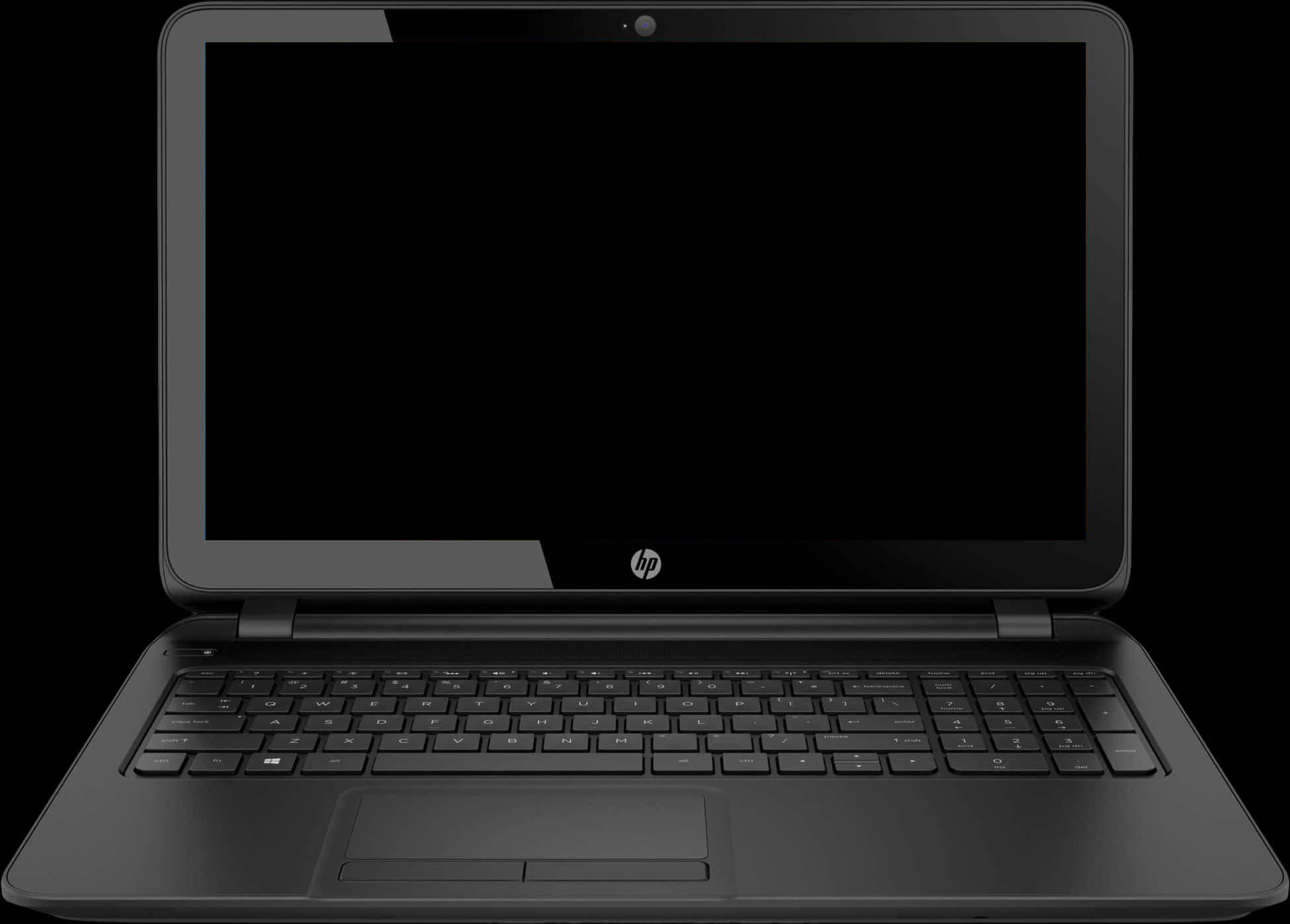 Black H P Laptop Front View PNG