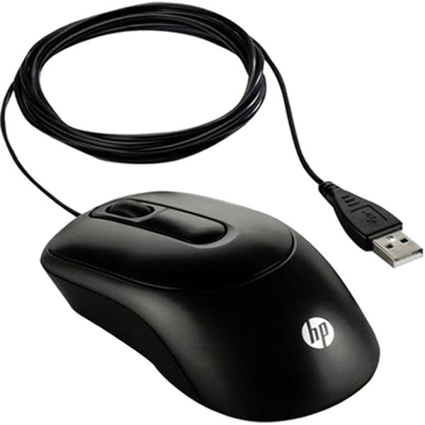 Black H P U S B Wired Mouse PNG