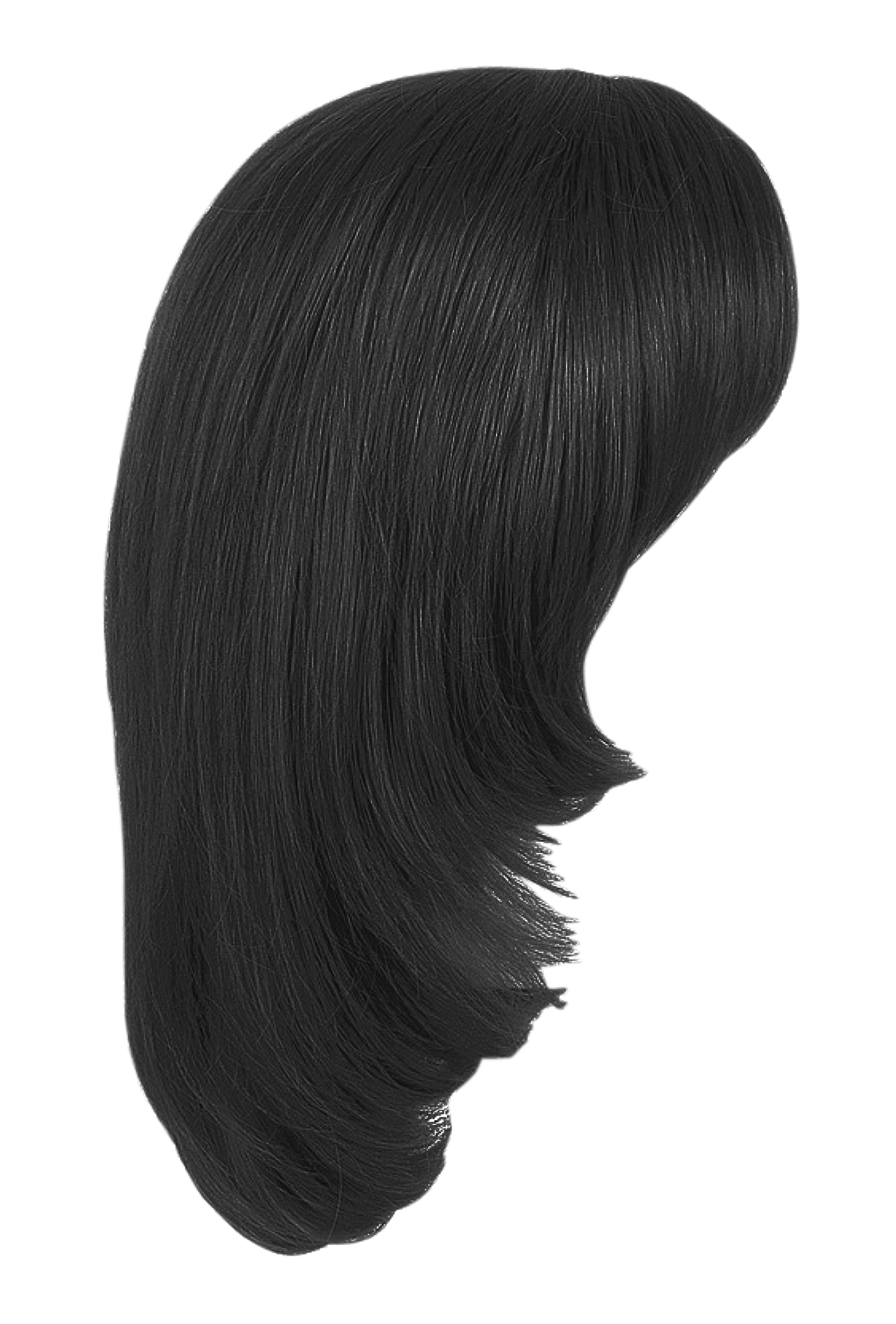 Black Hair Wig Side View PNG