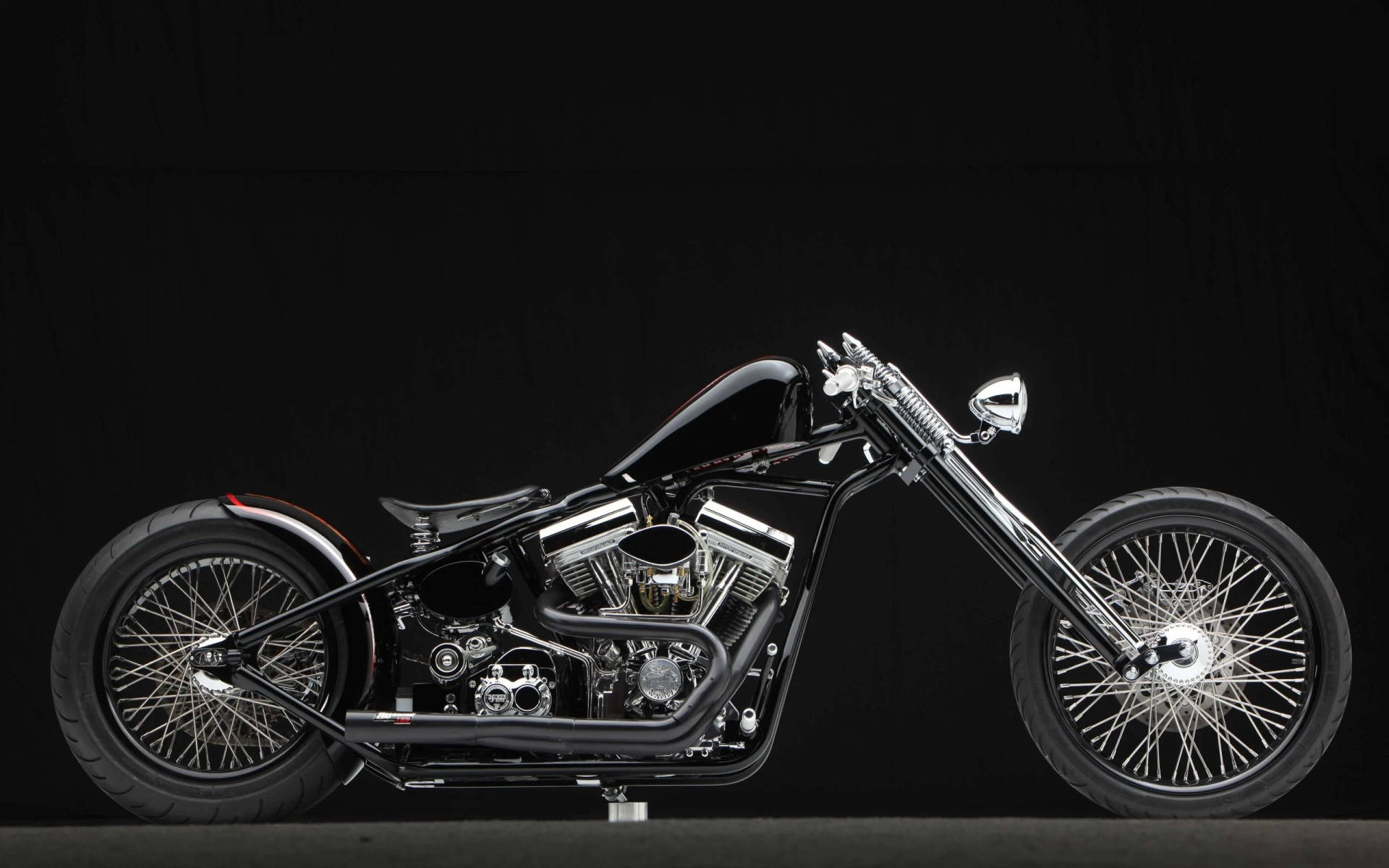 Black Harley-Davidson Chopper Motorcycle Wallpaper