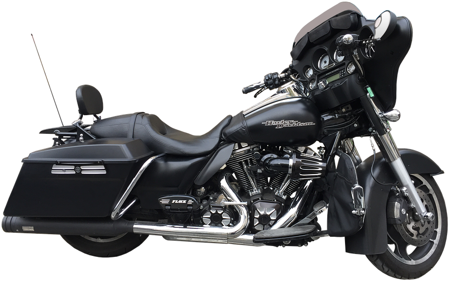 Black Harley Davidson Touring Motorcycle PNG
