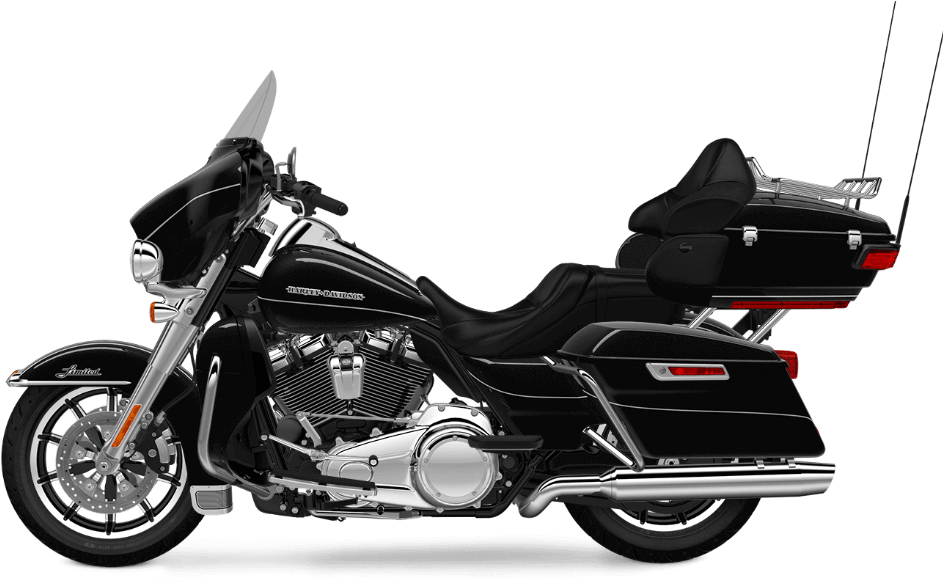 Black Harley Davidson Touring Motorcycle PNG