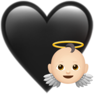 Black Heart Angel Emoji Overlay PNG