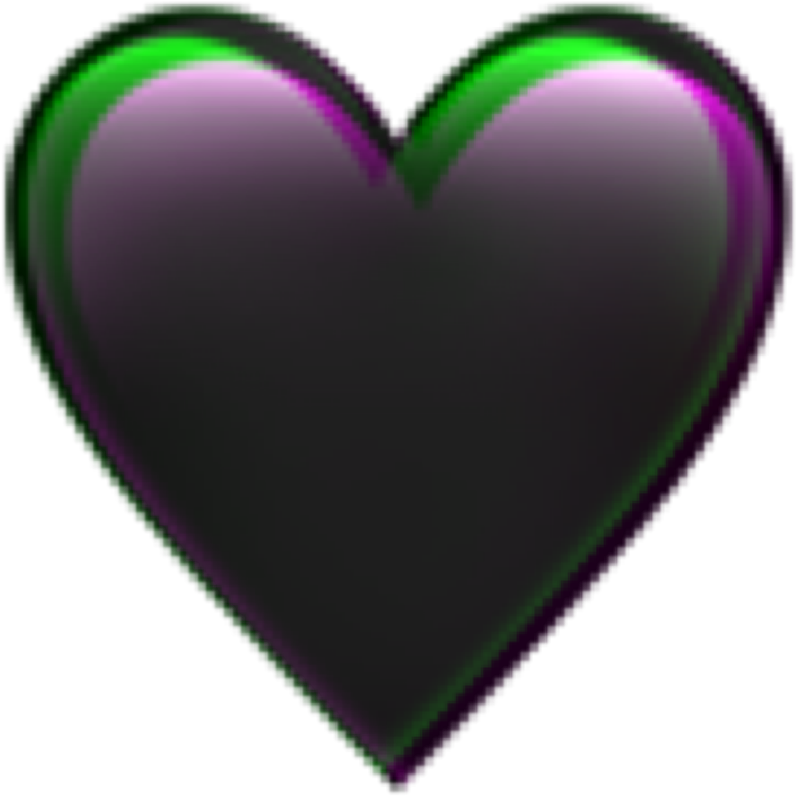 Black Heart Emoji Shiny Texture PNG