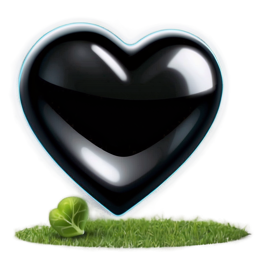 Black Heart Emoji With Glossy Finish Png 06262024 PNG