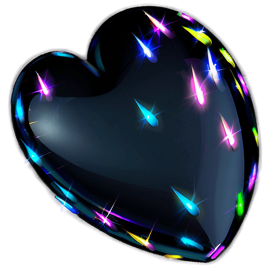 Black Heart Emoji With Sparkles Png 06262024 PNG