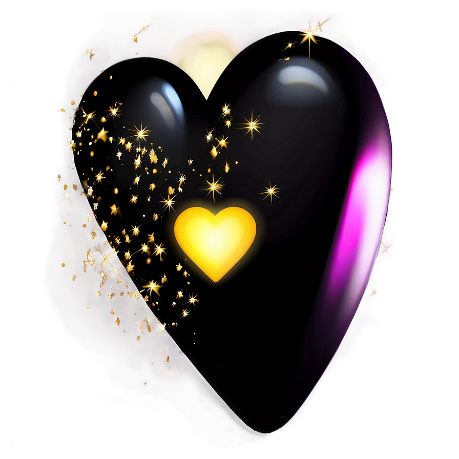 Black Heart Emoji With Sparkles Png 06262024 PNG