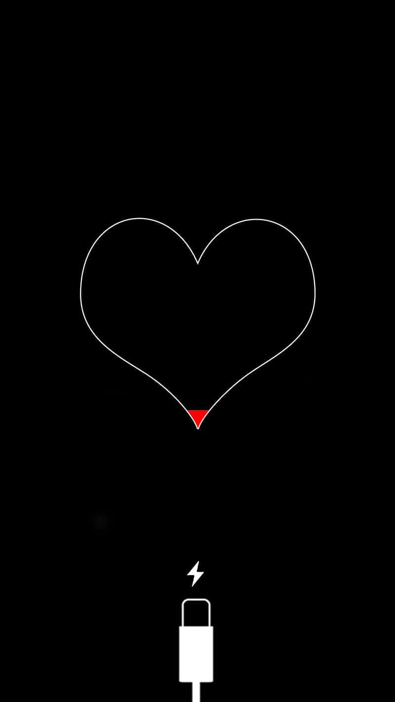 Dramatic Black Heart iPhone with Low Battery Wallpaper