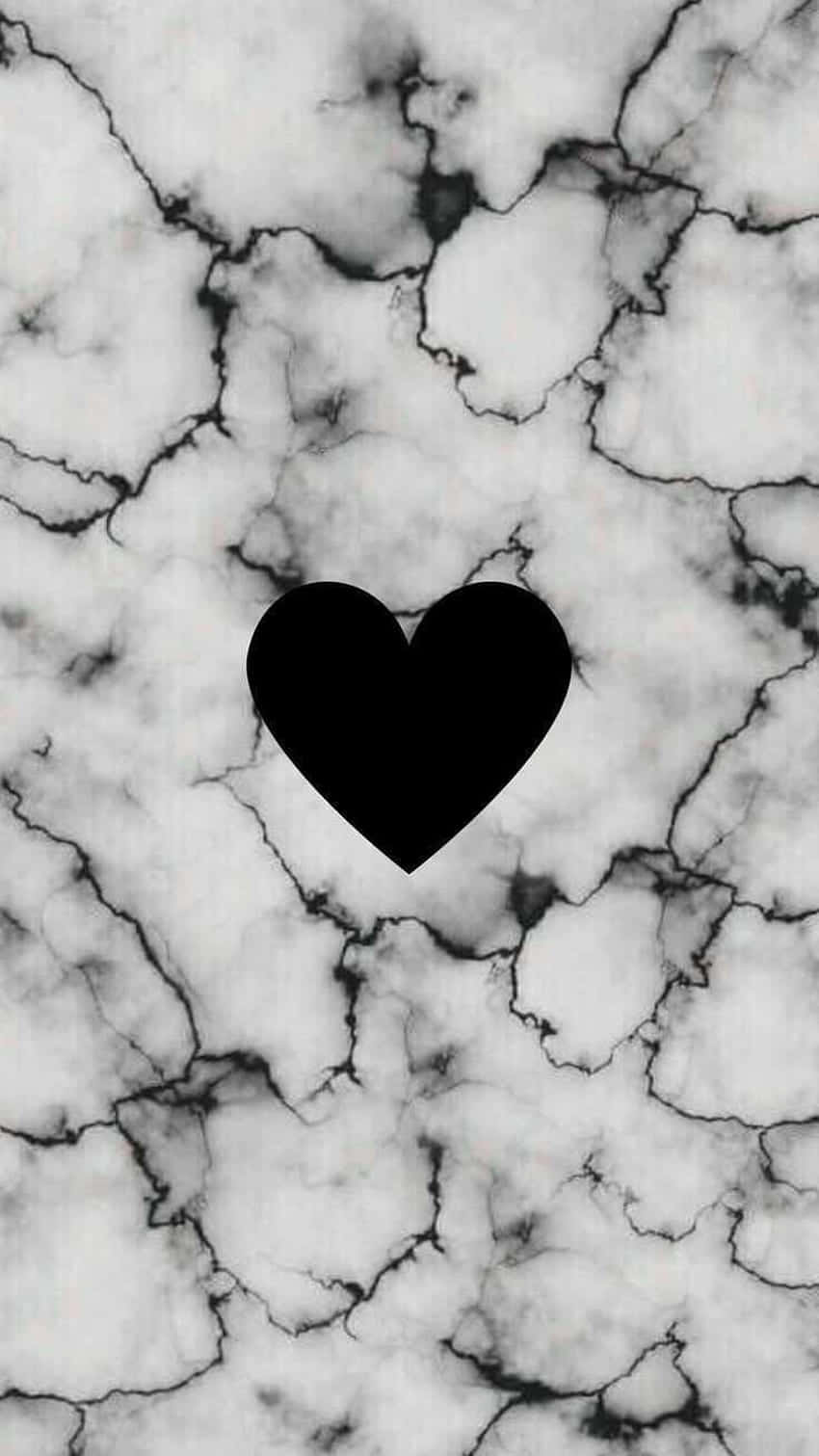 Black Heart Marble Background Wallpaper
