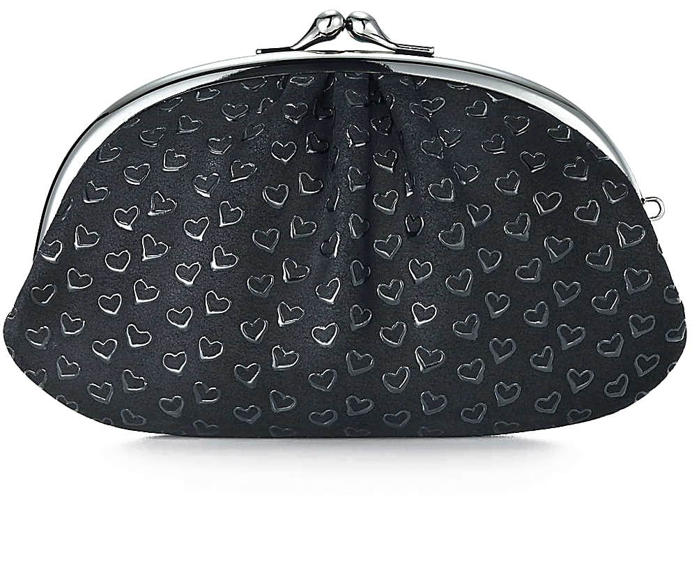 Black Heart Pattern Clasp Purse PNG