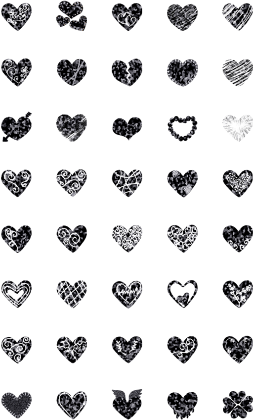 Black Heart Patternon Teal Background PNG