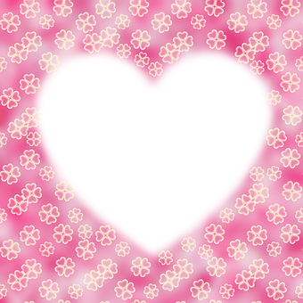 Black Heart Silhouette Pink Floral Background PNG