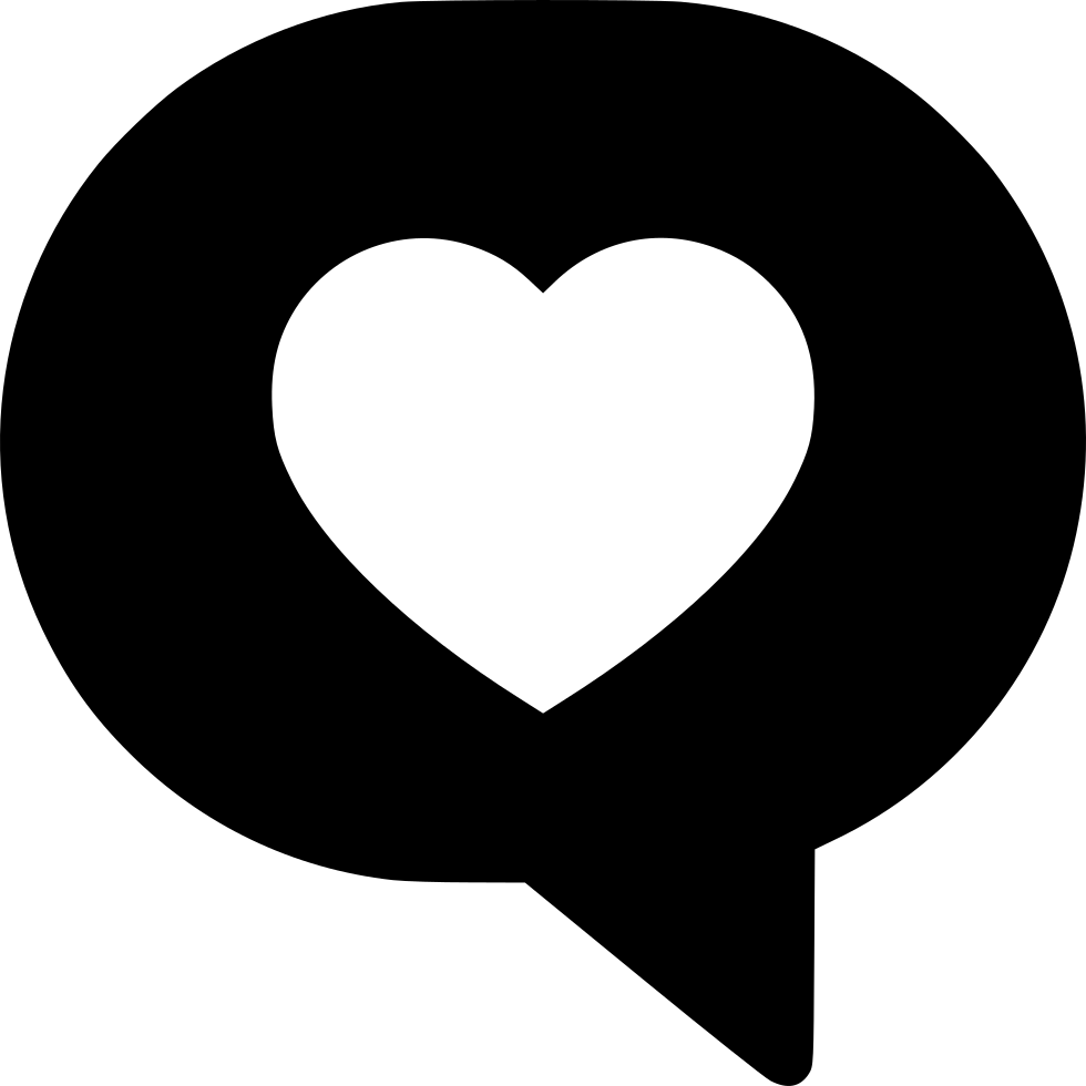 Black Heart Speech Bubble Icon PNG