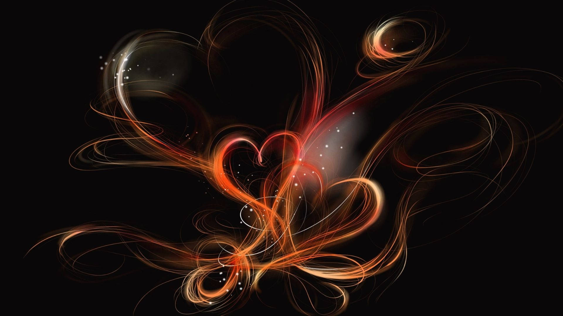 Black Heart With Orange Flares Wallpaper