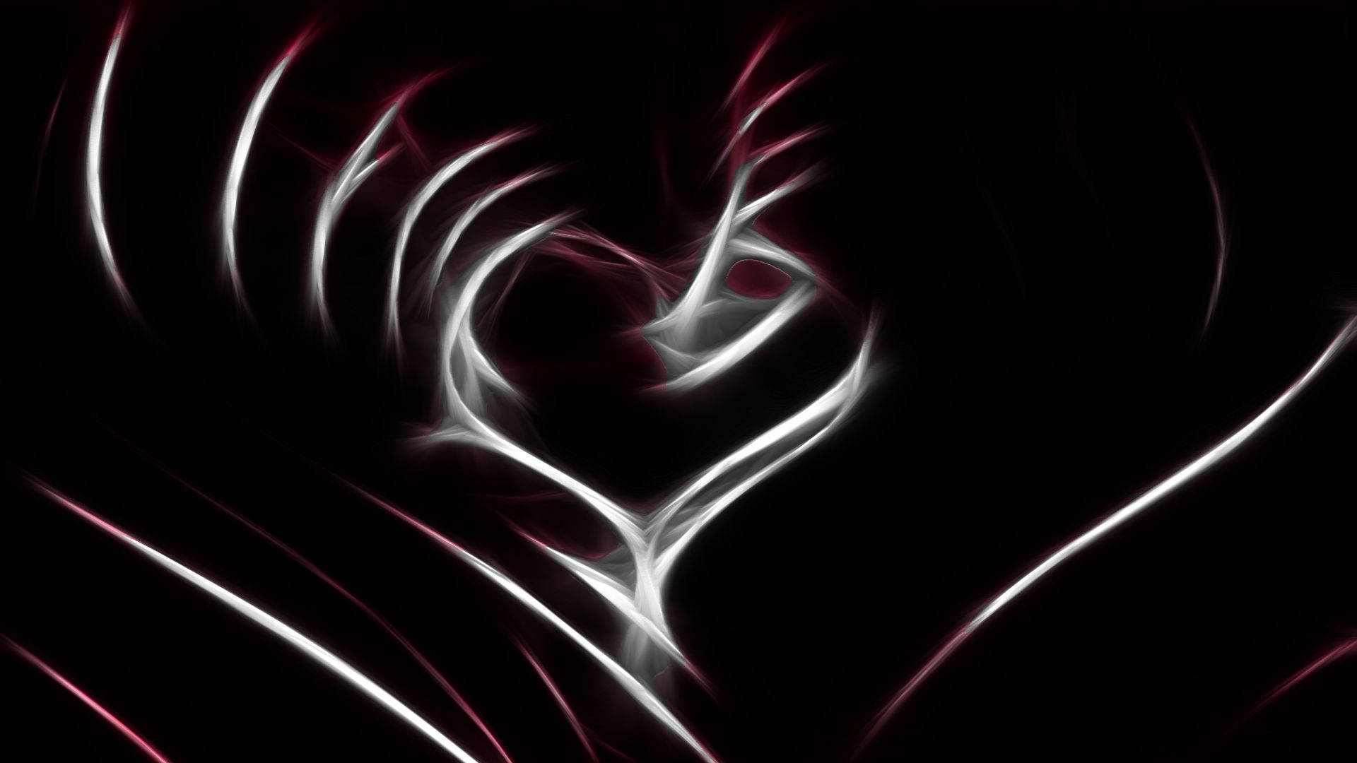 Abstract Black Heart with Stylistic White Lines Wallpaper