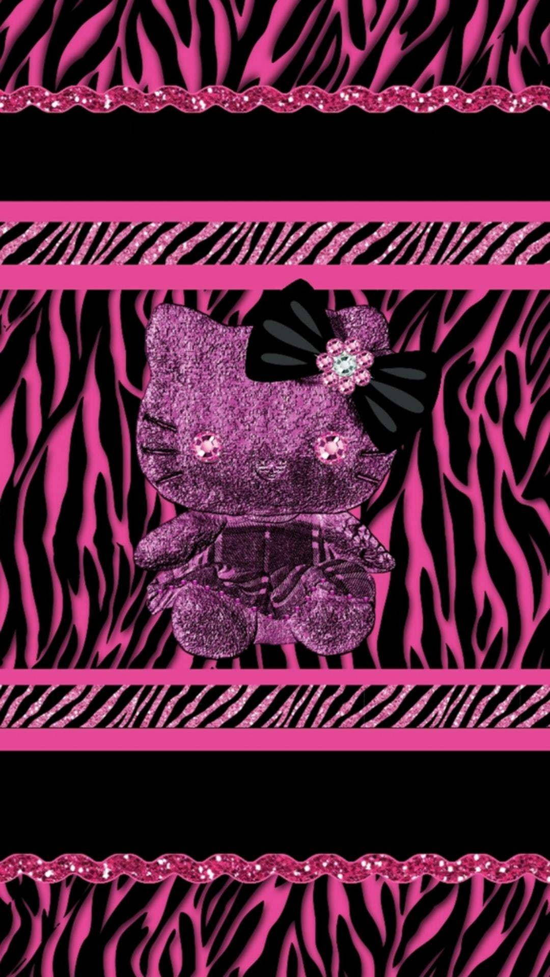 Black Hello Kitty Animal Pattern Wallpaper