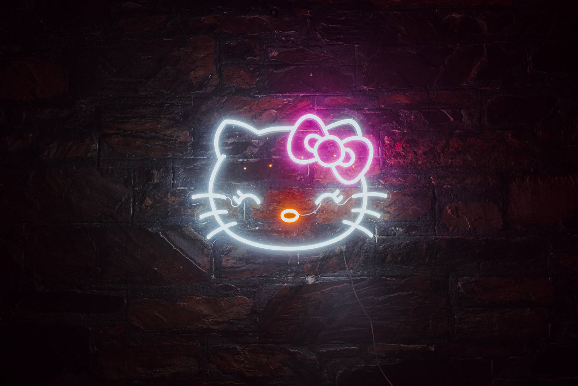 Black Hello Kitty In Neon Lights Wallpaper