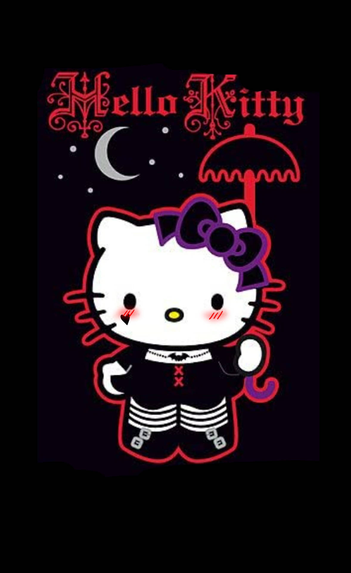 Sort Hello Kitty I Scene Kostume Wallpaper