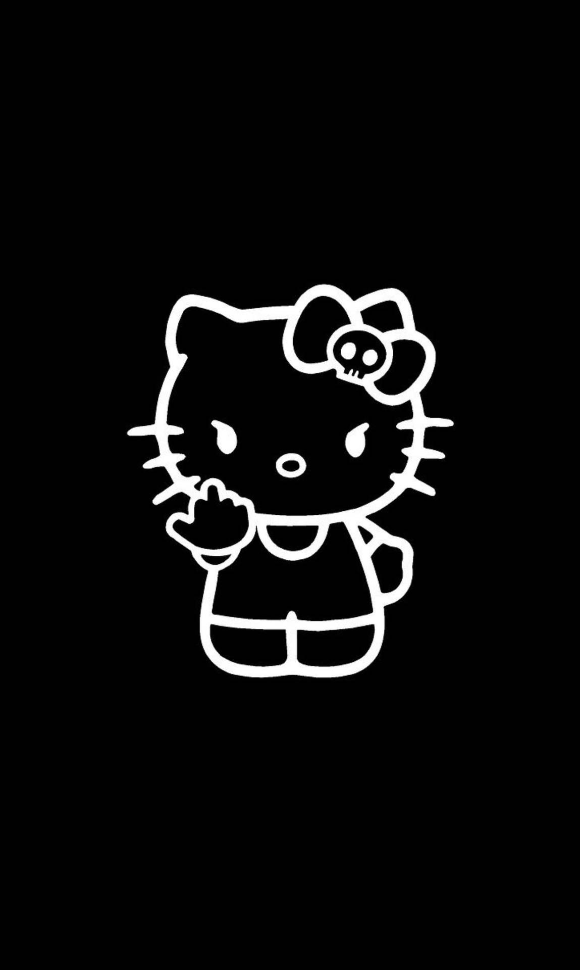Black Hello Kitty Obscene Gesture Wallpaper