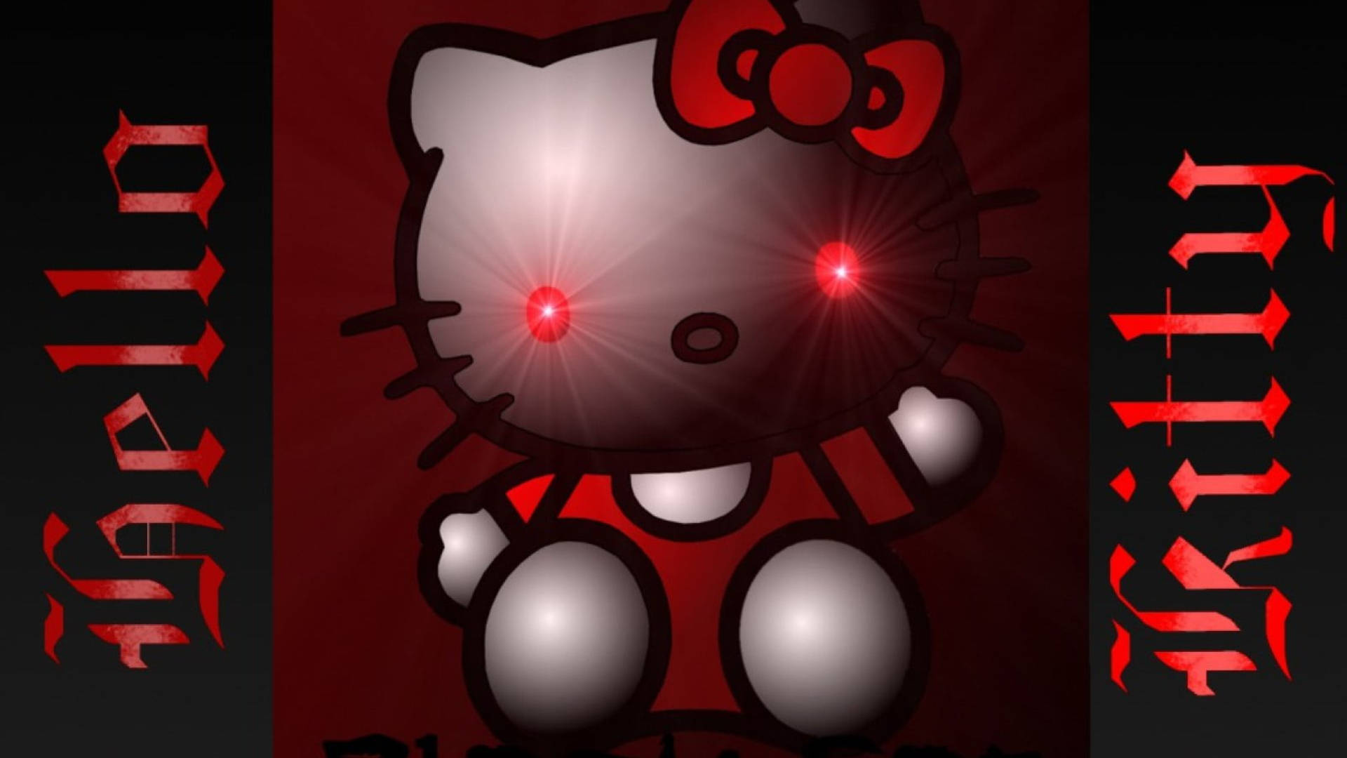 Black Hello Kitty With Red Eyes Wallpaper