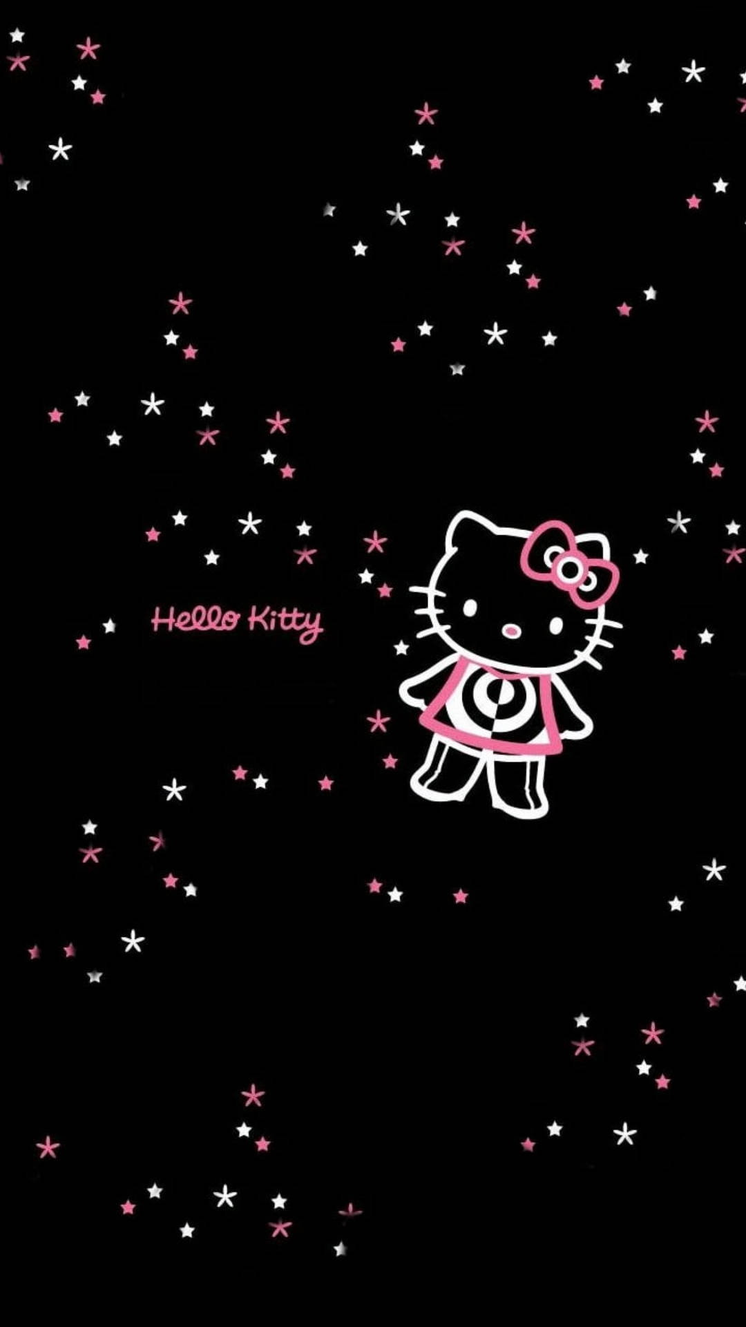 Black Hello Kitty With Stars Wallpaper