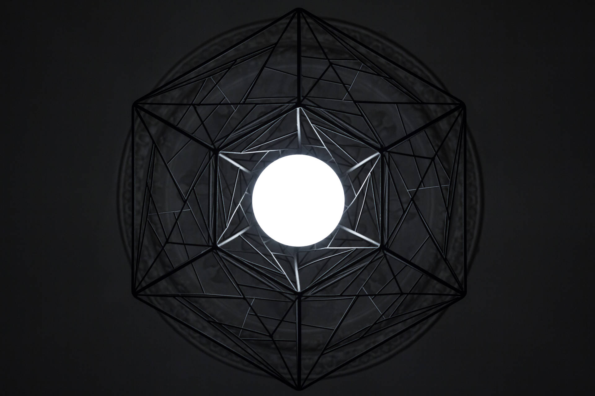 Black Hexagon Light Fixture Wallpaper