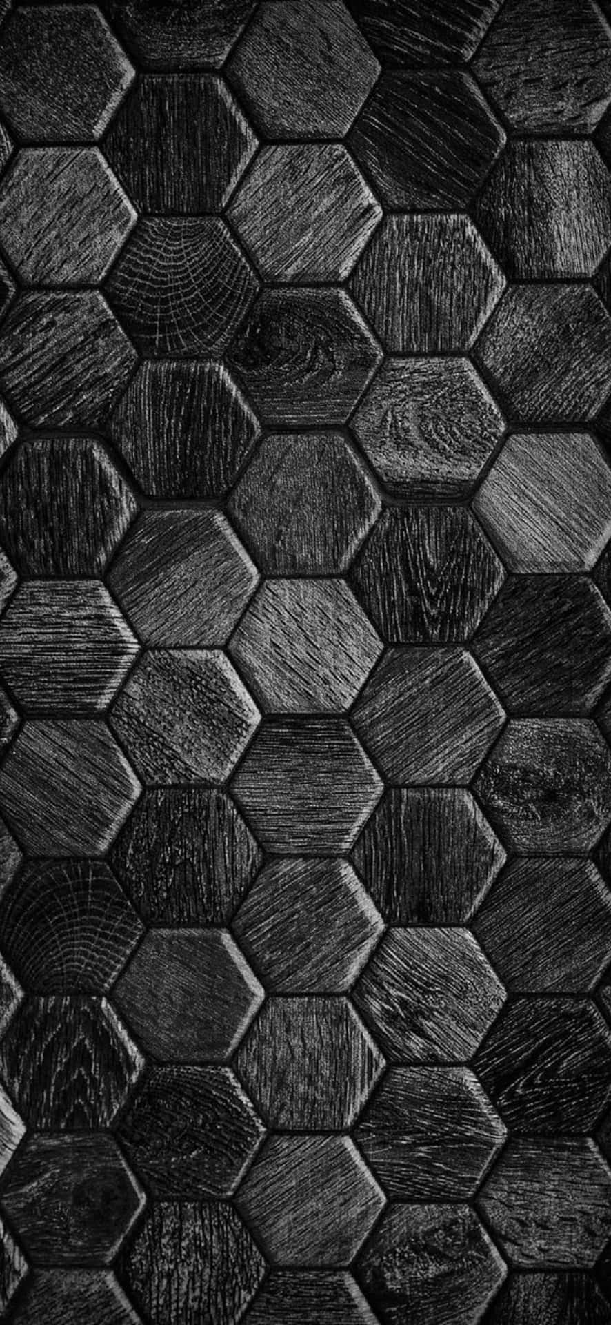 Black Hexagonal Wooden Pattern Wallpaper