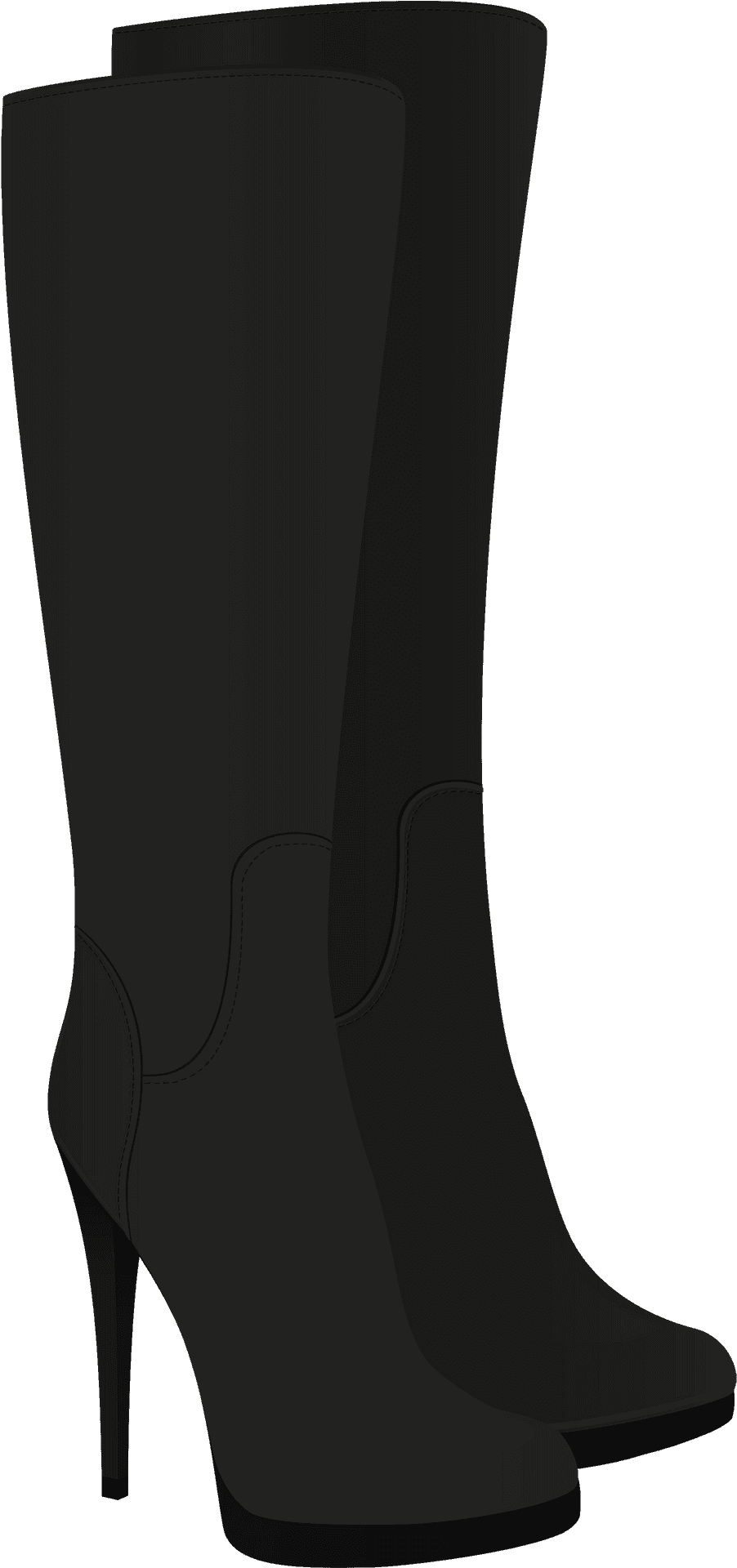 Black High Heel Boots PNG