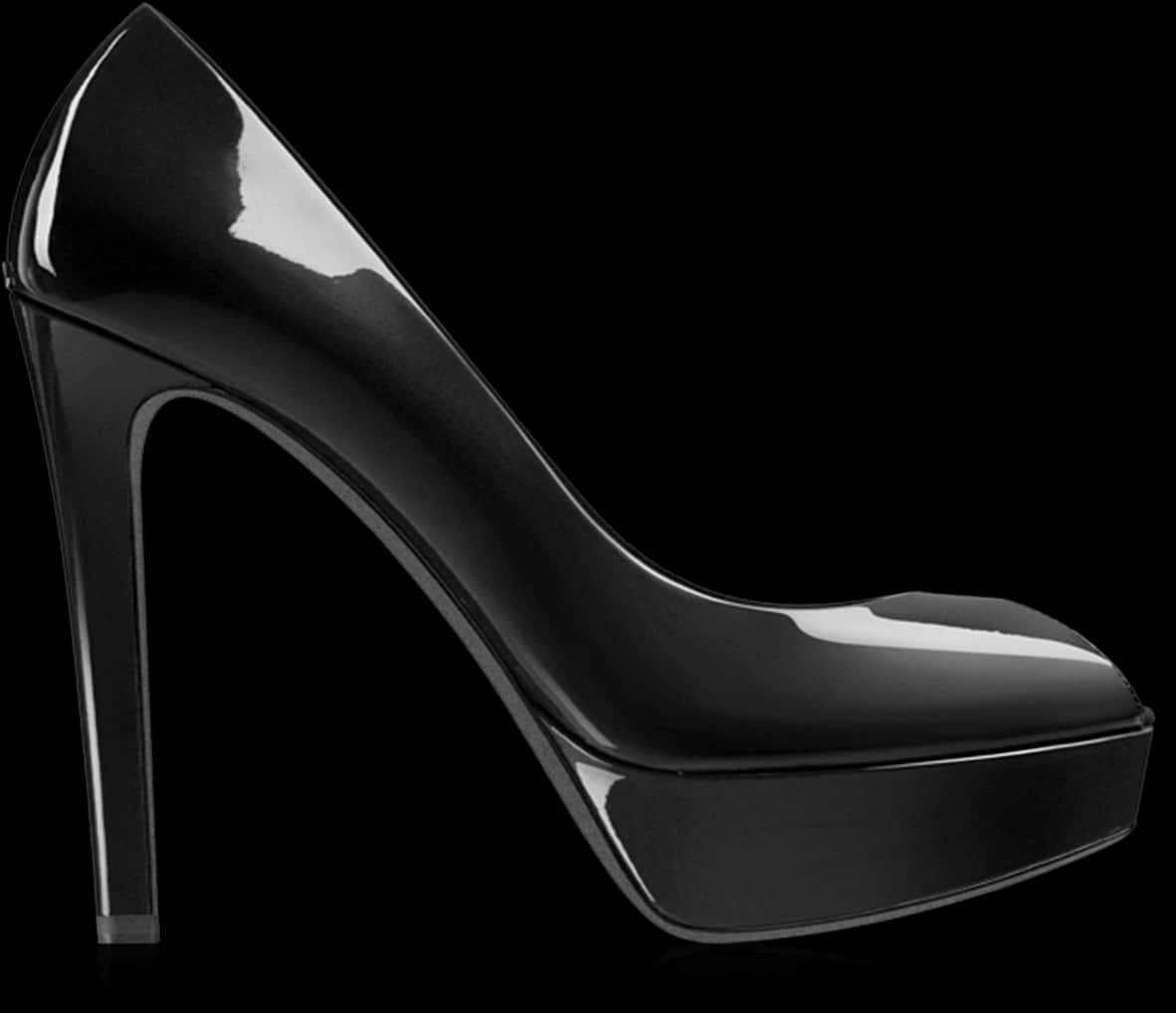 Elegant Black Stiletto Shoe PNG