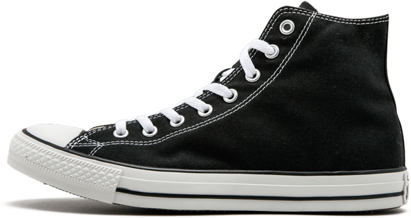 Black High Top Sneaker Side View PNG