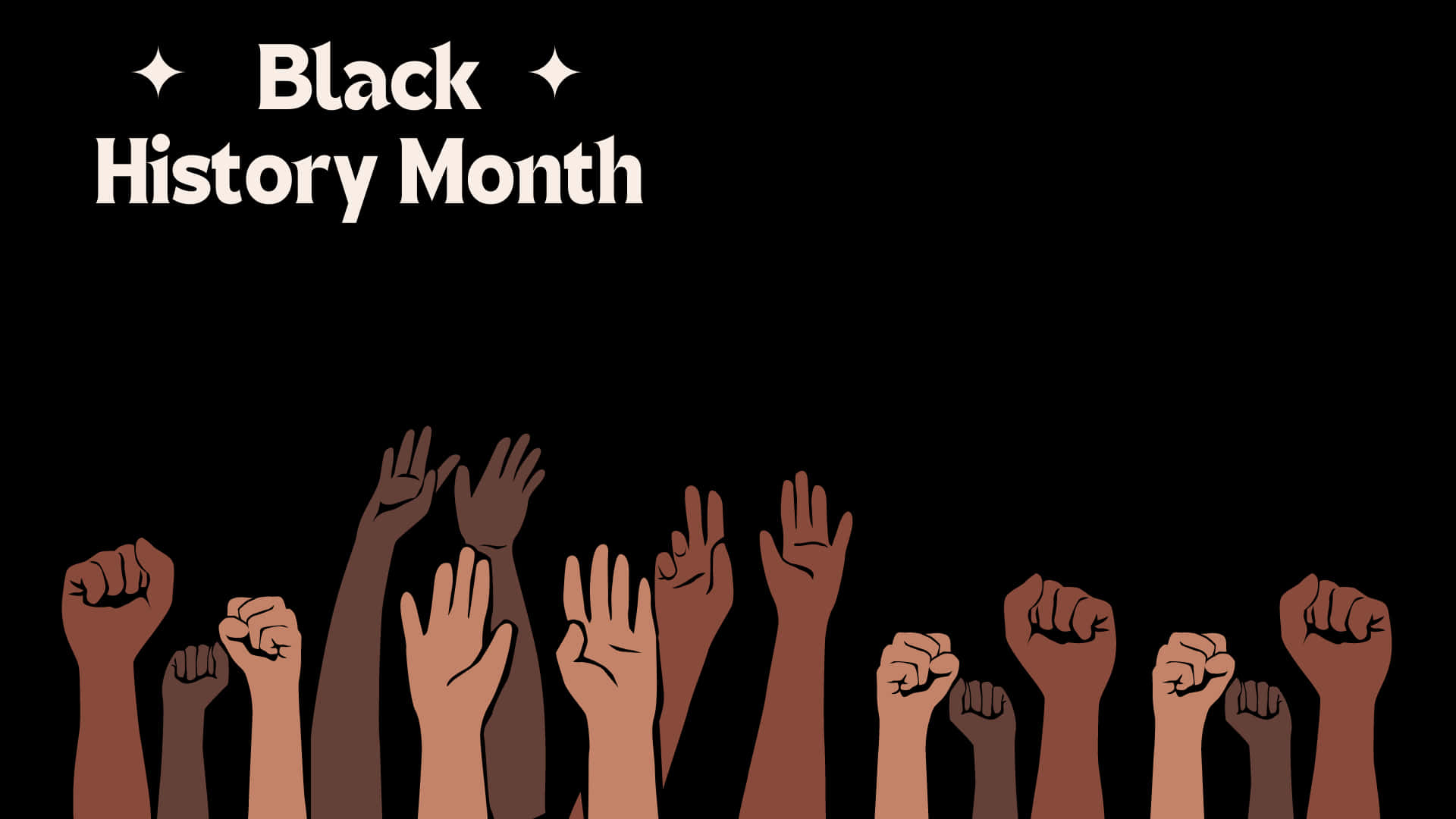 Raised Hands And Fists Black History Month Background