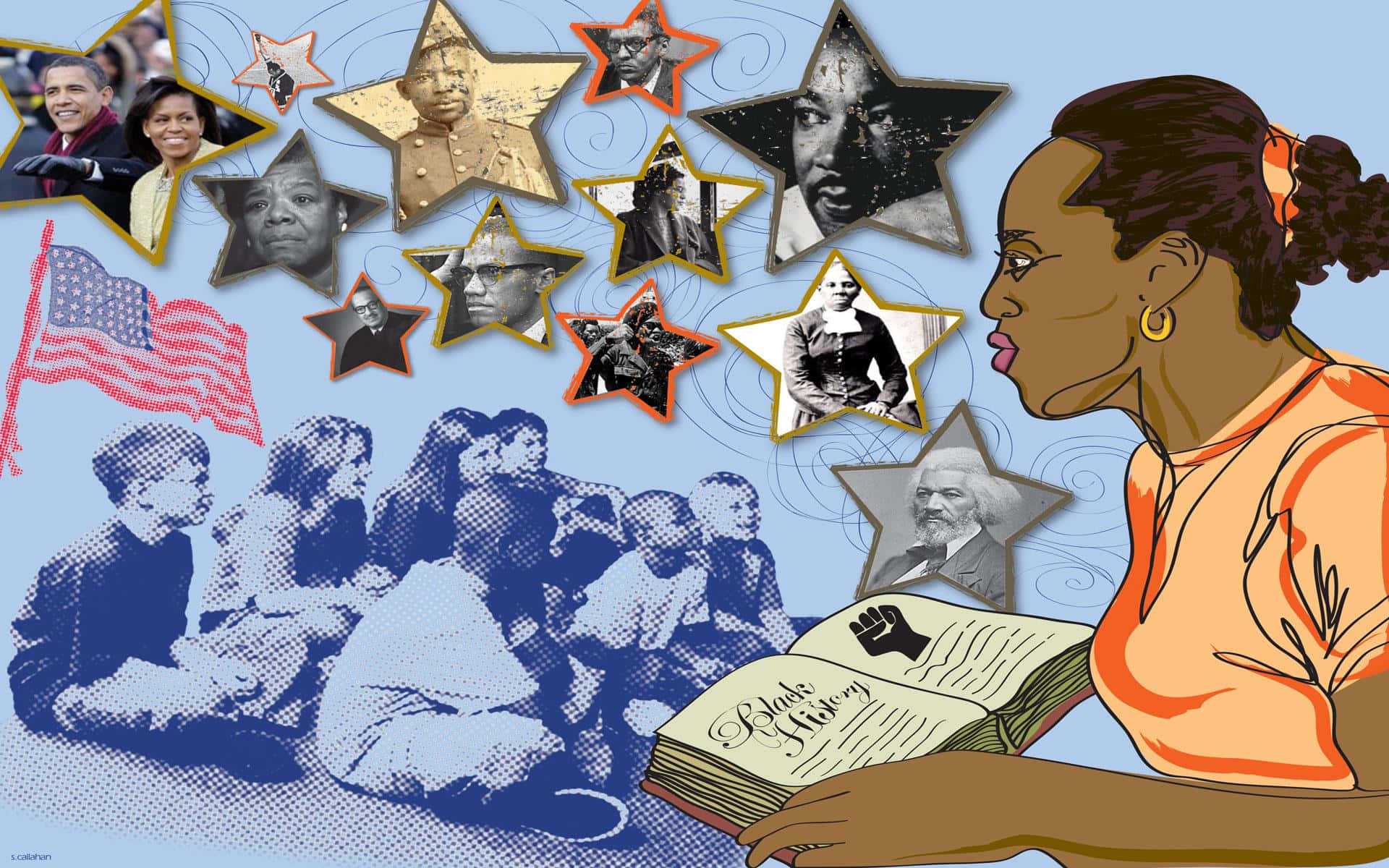 Woman Reading Book Black History Month Background